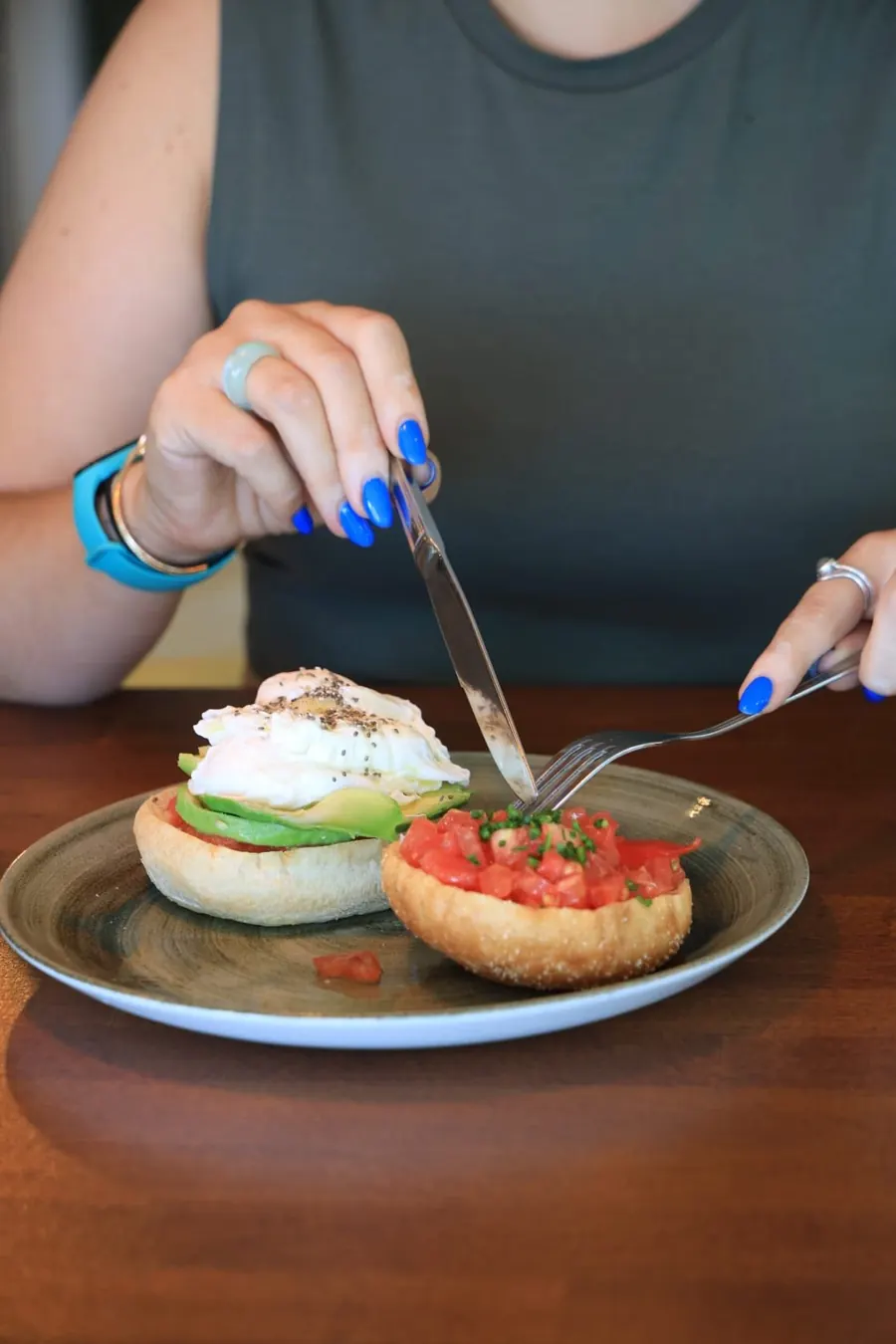 Poached eggs on crystal bread