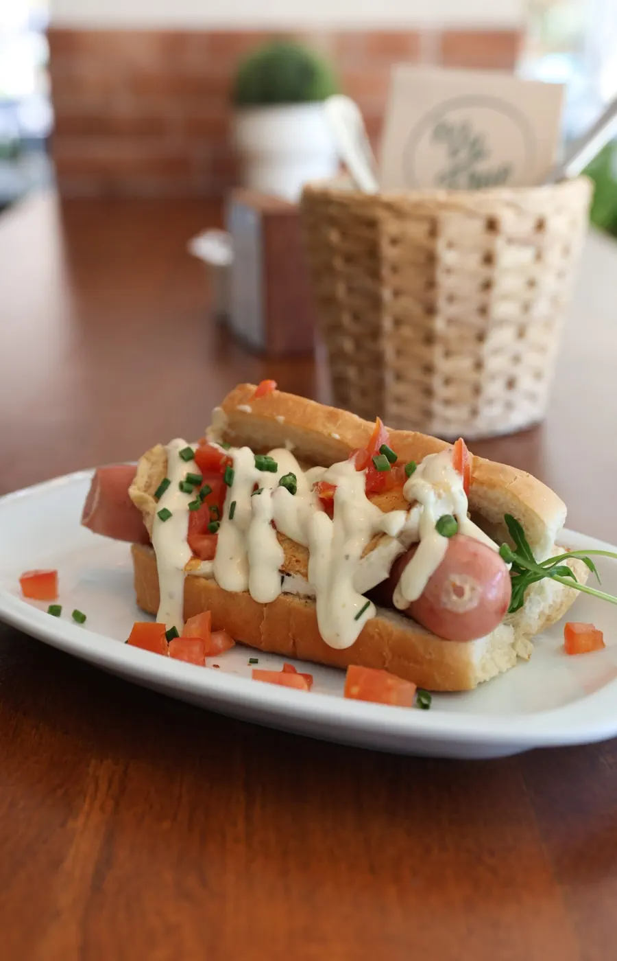 Hot dogs in homemade brioche buns